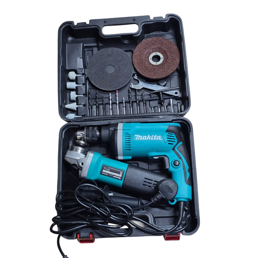 Makita Power Combo Set – 4" Grinder (850W) + Hammer Drill