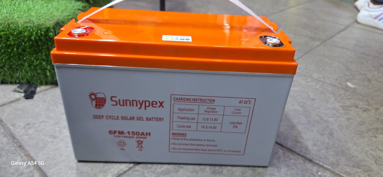 Sunnypex 150Ah 12V Deep Cycle Solar Gel Battery – Long Life, Maintenance-Free Power Storage