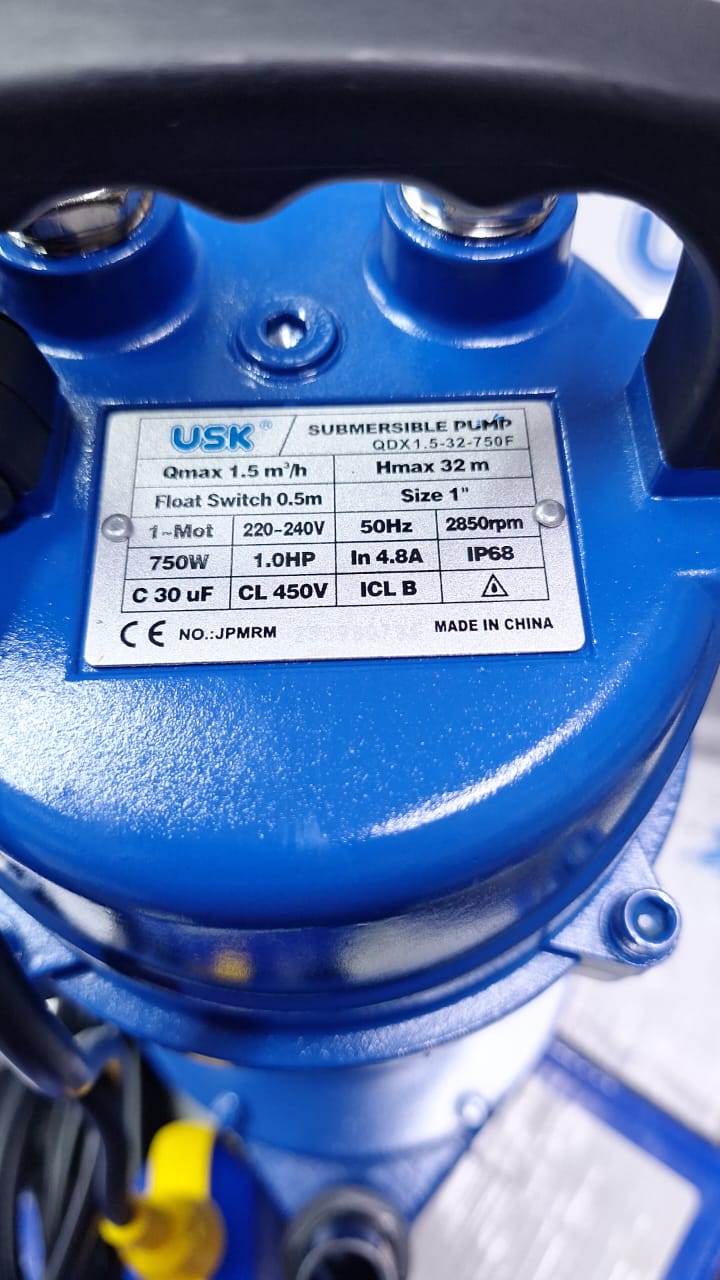 USK 1HP Submersible Water Pump – Heavy-Duty AC Pump with Float Switch