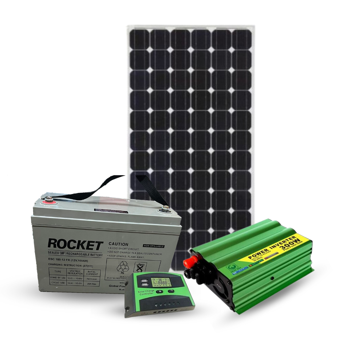 100W Complete Solar Power Kit – Battery, Inverter & Controller Included