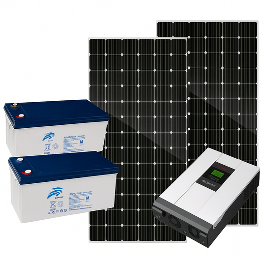 Complete 3kVA Solar Power Kit – 2x 200Ah Batteries + 2x 400W Panels + Hybrid Inverter