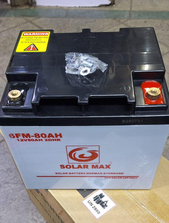 Solar Max 80Ah 12V Deep Cycle Battery – German Standard | Reliable Solar Power Storage