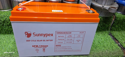 Sunnypex 150Ah 12V Deep Cycle Solar Gel Battery – Long Life, Maintenance-Free Power Storage