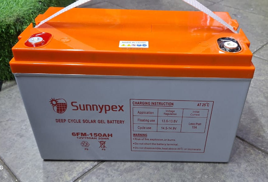 Sunnypex 150Ah 12V Deep Cycle Solar Gel Battery – Long Life, Maintenance-Free Power Storage