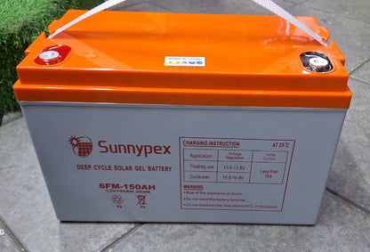 Sunnypex 150Ah 12V Deep Cycle Solar Gel Battery – Long Life, Maintenance-Free Power Storage