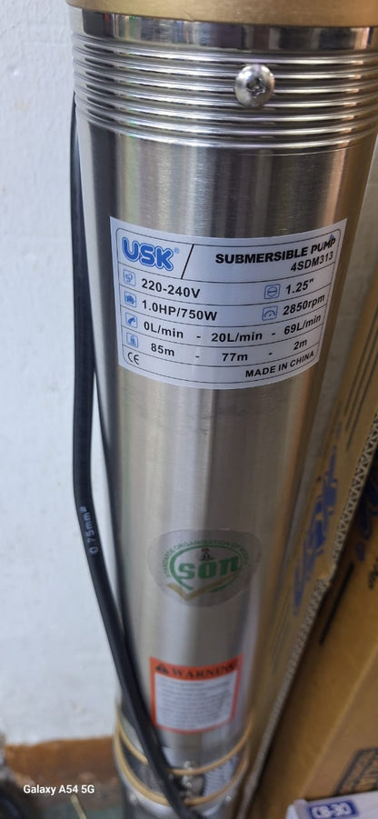 USK 1HP Deep Well Submersible Pump – Model 4SDM313