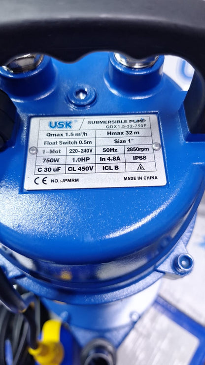 USK 1HP Submersible Water Pump – Heavy-Duty AC Pump with Float Switch