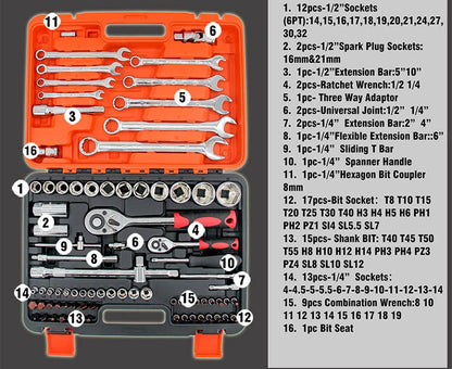 Chrome Vanadium 82 Pcs Spanner Set